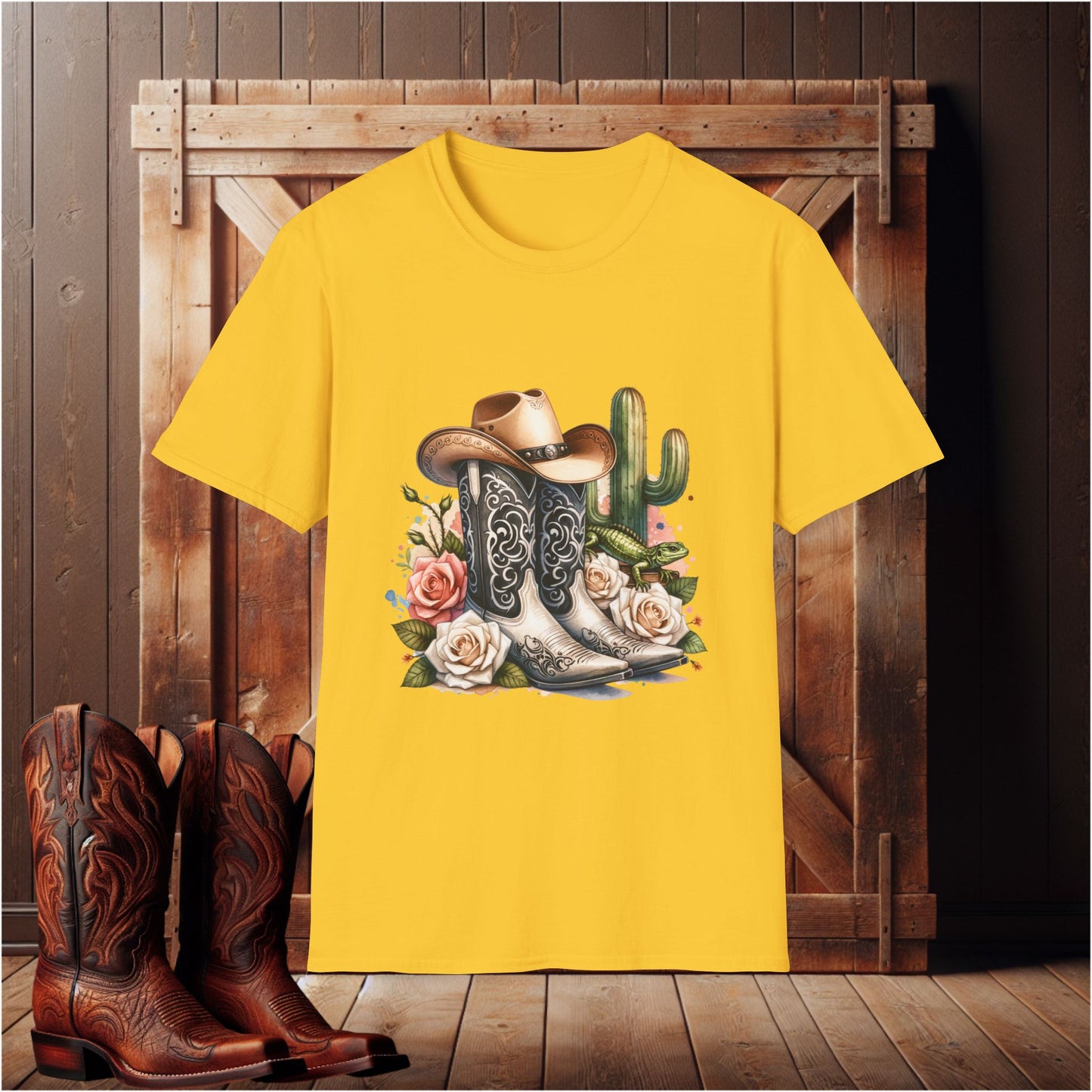 Cowboy Boots Floral Graphic T-Shirt