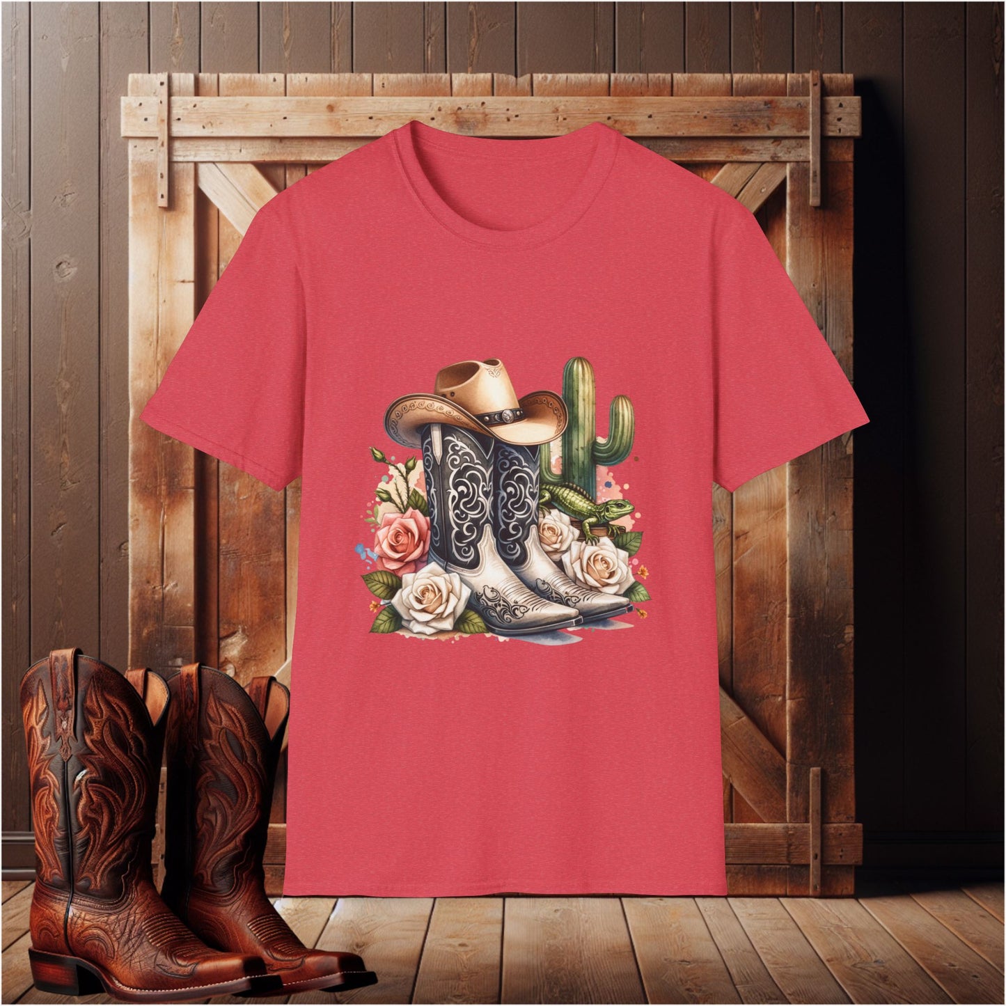 Cowboy Boots Floral Graphic T-Shirt