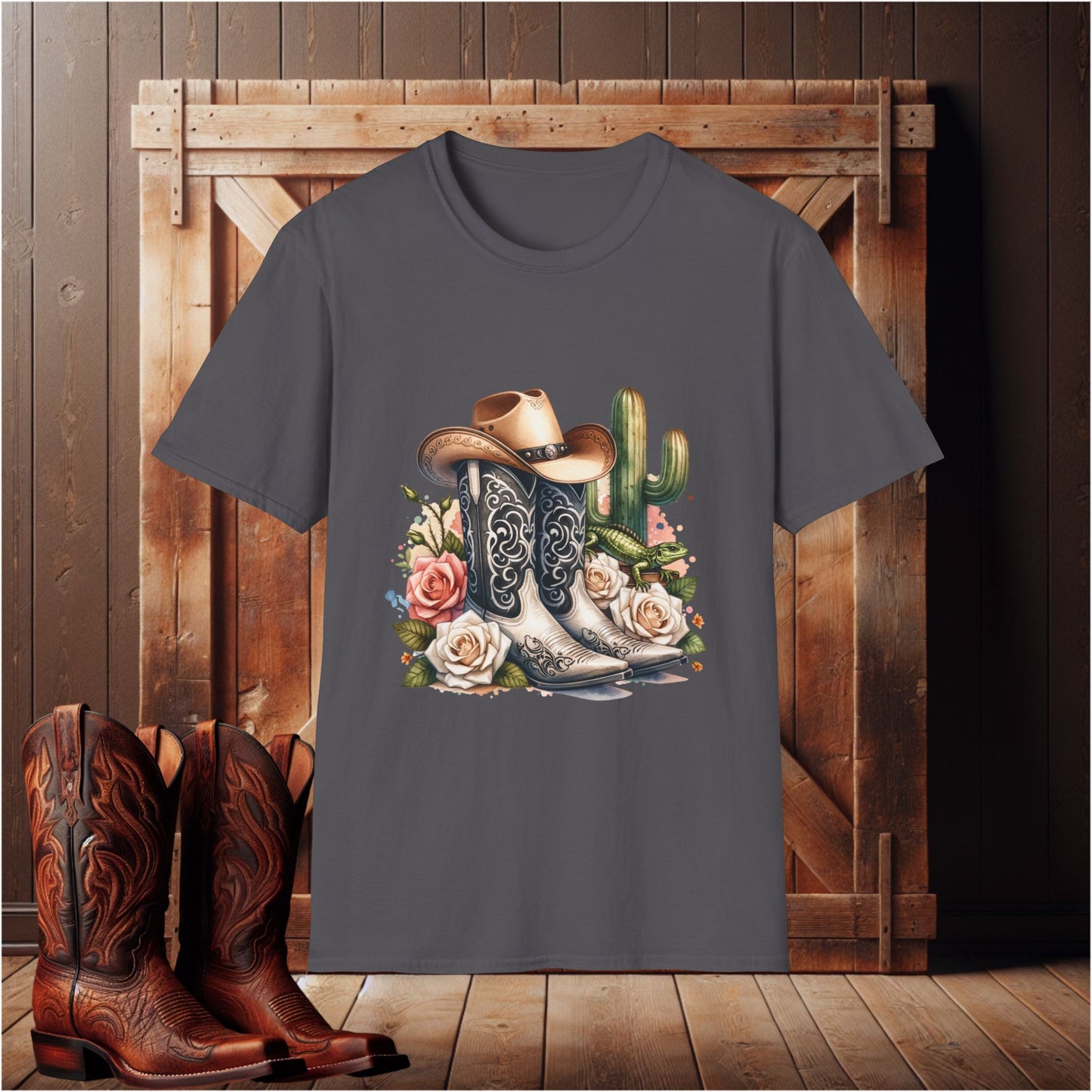 Cowboy Boots Floral Graphic T-Shirt