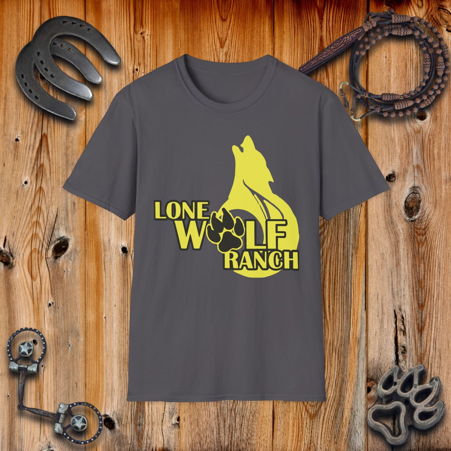 Lone Wolf Ranch T-Shirt, Casual Wear, Gift for Animal Lovers, Outdoor Apparel, Western Style, Unisex Tee