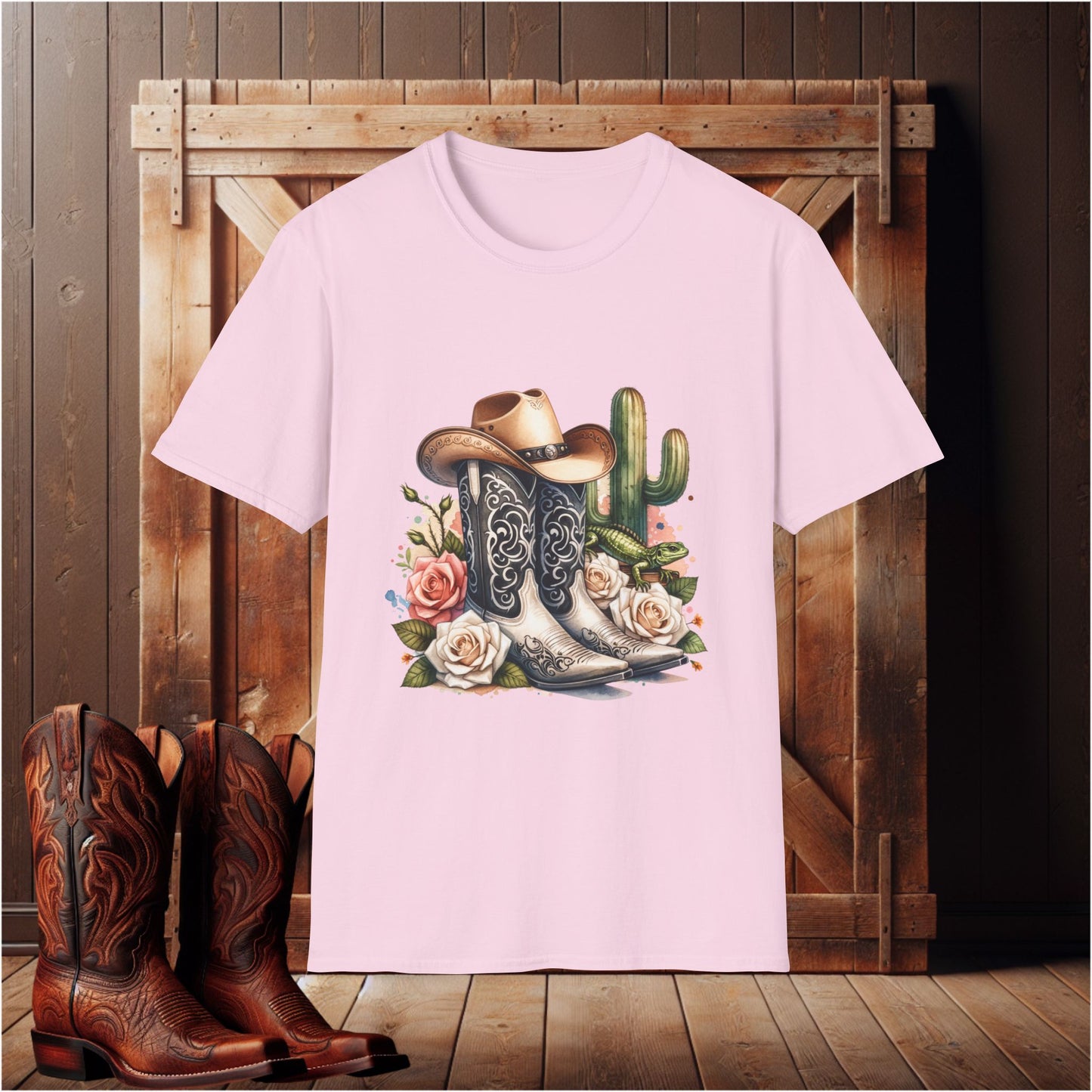 Cowboy Boots Floral Graphic T-Shirt