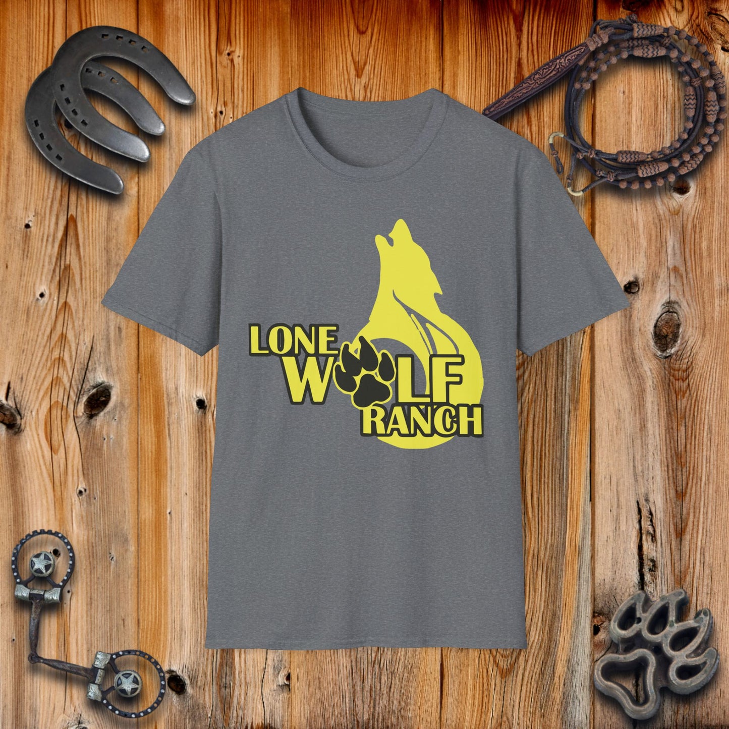 Lone Wolf Ranch T-Shirt, Casual Wear, Gift for Animal Lovers, Outdoor Apparel, Western Style, Unisex Tee