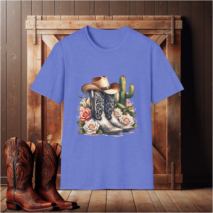 Cowboy Boots Floral Graphic T-Shirt