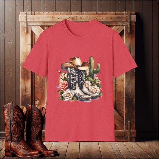 Cowboy Boots Floral Graphic T-Shirt